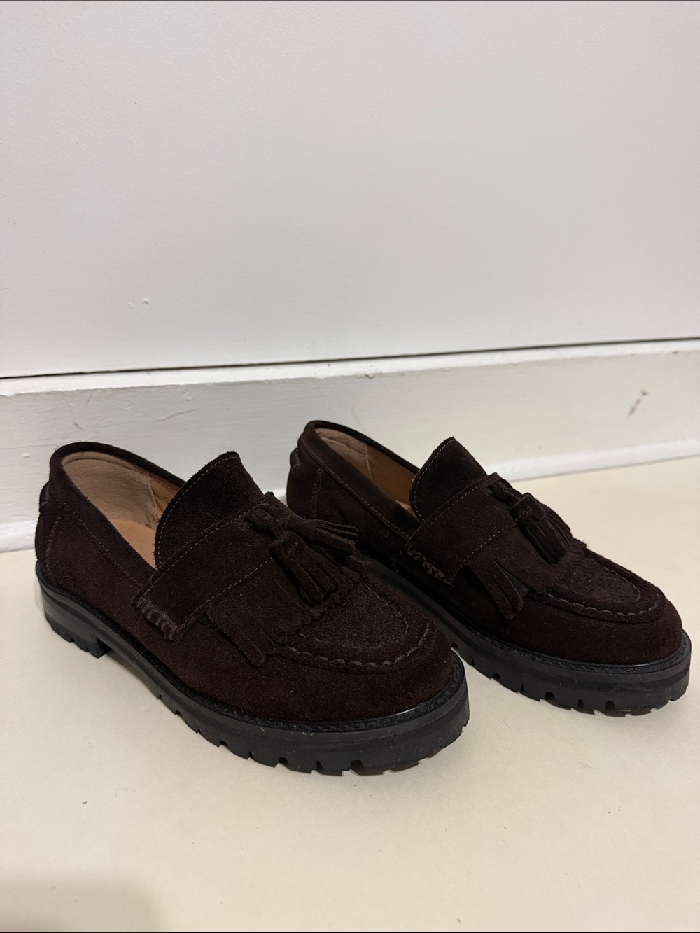 Steve Madden Women’s Dark Brown Suede Tassel Loafers